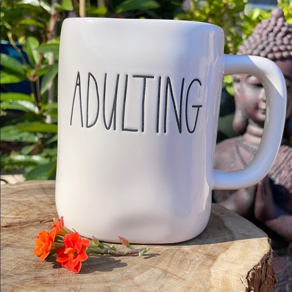 🤣 NEW Rae Dunn “ADULTING” Coffee Mug / Tea Cup ☕️ - Picture 2 of 4